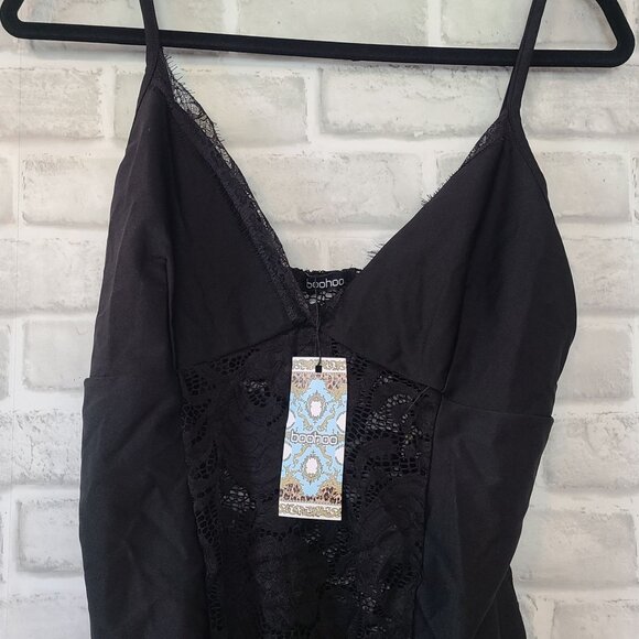 Boohoo Black Lace Bodysuit NEW US 14 UK 18 Coquette Burlesque Lingerie - Picture 3 of 7